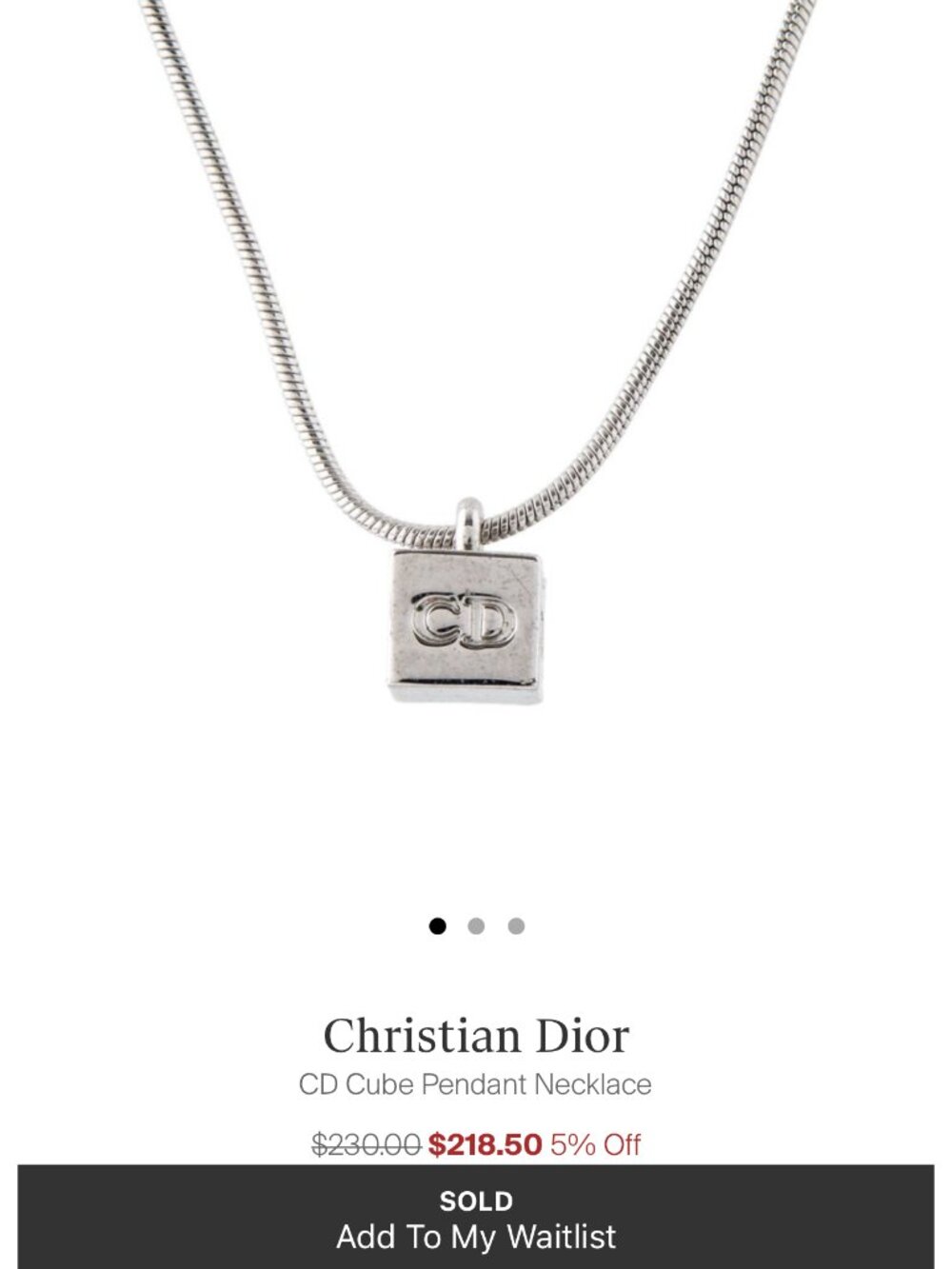 Dior reversible cube long necklace silver gamble CD logo pendant eclat dice